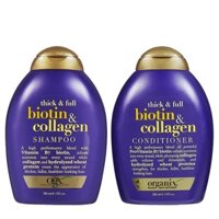 Dầu Gội Xả Biotin Collagen Thick & Full OGX 385ml bản Mỹ dưỡng mọc tóc, giảm gãy rụng