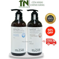 Dầu Gội Xả Keratin Collagen Complex Elche 800ml Siêu Mềm Mượt. Phục Hồi Hư Tổn chính hãng