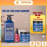Dầu Gội xả Serum Thảo dược Nam Nung XANH DƯƠNG ngăn ngừa gàu, rụng, giúp tóc chắc khỏe, suôn mượt