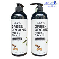 Dầu gội xả siêu mượt phục hồi LEVA Green Organic Argan & Olive oil ( hương nước hoa) 800mlx2 - NK