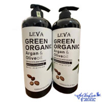 Dầu gội xả siêu mượt phục hồi LEVA Green Organic Argan & Olive oil ( hương nước hoa) 1000mlx2 - MK