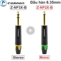 Đầu hàn jack âm thanh 6.35mm Stereo và 6.35mm Mono Coraon Z-NP3X-B Z-NP2X-B