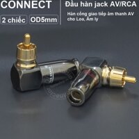 Đầu hàn jack AV bẻ góc 2 chiếc mạ vàng 24K OD6mm Gold snake - RCA solder connector angles