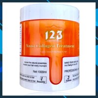 Dầu hấp ủ lụa tóc 123 Nano Collagen Treatment siêu mượt tinh chất dừa New màu cam 1000ml