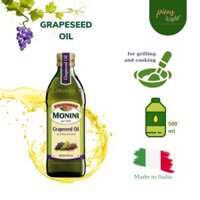 Dầu hạt Nho | Grapeseed Oil Monini 500 ml - Dầu ăn giàu dinh dưỡng tốt cho sức khỏe nhập khẩu Ý