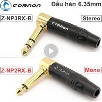 Đầu jack hàn âm thanh 6.35mm Stereo và Mono bẻ góc 90 độ Coraon Z-NP3RX-B Z-NP2RX-B