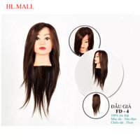 Đầu ken tóc giả thợ học làm tóc FD4 / đầu manocanh tóc thật 70% dành cho thợ học cắt tóc, tạo kiểu tóc