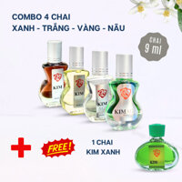 Dầu KimAgi bi lăn 9ml 4 màu 4 mùi - Mua 4 tặng 1 - Dầu gió hương nước hoa - Thông mũi, sảng khoái cùng hương dầu gió hòa