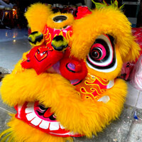 Đầu lân lân Phật Sơn lông cừu, chỉ mỗi đầu lân, size người lớn (tặng 1đầu ông địa)