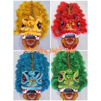 Đầu Lân ( rộng 25cm, dài 27cm, cao 36cm), cho bé từ 5-8 tuổi gồm đuôi kim sa. Tặng kèm pin.