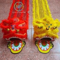 đầu lân sư tử lông vũ kim sa, trang trí tết trung thu decor chủ đề dân gian. Đồ chơi trung thu cho bé
