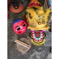 đầu lân trẻ em , cho bé từ 8 đến 10tuổi combo(đầu+đuôi+trống+địa+quạt)