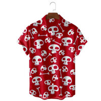 Đầu lâu in 3d áo sơ mi đi biển tay ngắn Áo sơ mi Hawaii Áo sơ mi nam Áo sơ mi thường ngày Cuba Camisa quần áo nam