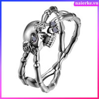 Đầu Lâu Retro Hoa Xô Ngón Tay Ô Tô Vintage Trang Trí Tay Trang Sức Mô Hình naierke