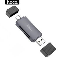 Đầu lọc thẻ nhớ 2 trong 1 HOCO 2.0 SD TF đầu đọc thẻ type c và usb dùng cho macbook laptop điện thoại ...