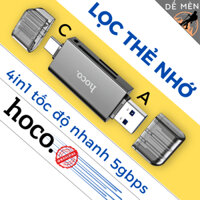 Đầu lọc thẻ nhớ máy ảnh đa năng 4in1, tốc độ 5Gbps, hãng HOCO cho điện thoại và máy tính