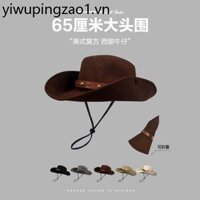 Đầu Lớn Tuần Hoàn Mũ Cao Bồi Tây Sa Mạc Tứ Xuyên Tây Du Lịch Mỹ Retro Nam Nữ Kích Thước Lớn Leo Núi Xô Mũ Sâu Top