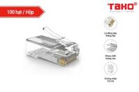 Đầu mạng RJ45 cat5e AMTAKO 50P, hạt nhựa trong suốt