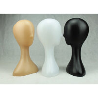 Đầu manocanh đội mũ tóc giả, nhựa trơn cao 40cm