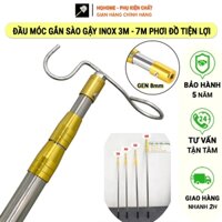 Đầu móc treo lồng chim, phơi quần áo, móc treo tường, quét mạng nhện Kèm sào gậy dài 3m - 7m INOX siêu bền chắc