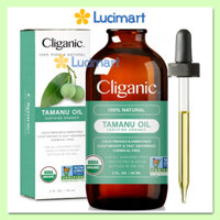 Dầu mù u hữu cơ Tamanu Oil Cliganic nguyên chất 100% dành cho da, tóc, mặt chai 60ml [Hàng Mỹ]
