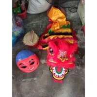 đầu múa lân trẻ em  2 đến 8 tuổi combo(đầu+đuôi+trống+địa+quạt)