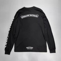 Đầu mùa thu thủy triều hoàn toàn mới dành cho cặp đôi áo thun dài tay đơn giản in tiếng Phạn dáng rộng đế cotton chất lượng cao