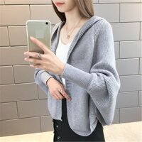 Đầu Mùa Xuân Thu Khăn Choàng Áo Khoác Nữ Mũi Bát Loại Mũ Trùm Đầu Ngắn Áo Len Cardigan Mới Giải Trí Mùa Đông Màu Áo Khoác AS1058