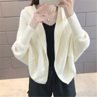 Đầu Mùa Xuân Thu Khăn Choàng Áo Khoác Nữ Mũi Bát Loại Mũ Trùm Đầu Ngắn Áo Len Cardigan Mới Giải Trí Mùa Đông Màu Áo Khoác AS1058