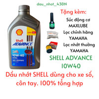 Dầu nhớt Shell Advance 10W40 giành cho xe số, côn tay, 100% tổng hợp, kèm quà tặng