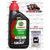 Dầu nhớt tổng hợp tay ga Castrol Power-1 Ultimate 10w30 800ml ( 0.8L ) + Gói phụ gia kim phun, [ Vn_Racing_Store ]: