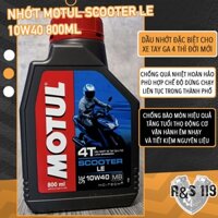 DẦU NHỚT XE TAY GA MOTUL SCOOTER LE 10W40 800ML (0,8L)