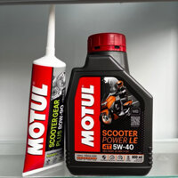 Dầu nhớt xe tay ga Motul Scooter Power LE 4T 5W40 dung tích 0.8L+Dầu láp xe tay ga MOTUL SCOOTER GEAR PLUS 80W90 120ml