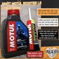 DẦU NHỚT XE TAY GA MOTUL SCOOTER LE 10W40 800ML (0,8L) (TẶNG NHỚT HỢP SỐ MOTUL GEAR OIL 80W90 120ml)