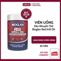 Dầu Nhuyễn Thể Bioglan Red Krill Oil 1000mg của Úc hỗ trợ sức khỏe của tim, não và mắt 60 Viên
