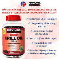 Dầu Nhuyễn Thể (Dầu Tôm) Kirkland Krill Oil Omega 3 + Astaxanthin 500mg 180 Viên Hỗ Trợ Tim Mạch Mỹ
