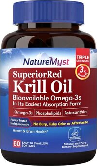Dầu nhuyễn thể NatureMyst Antarctic Krill Oil 1000mg Omega-3, Astaxanthin & Phospholipids