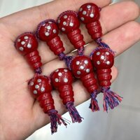 Đầu nối ba chiều hình thỏi bạc đỏ phong cách Tây Tạng