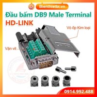 Đầu nối COM DB9 Male bắt vít ốp kim loại HD-LINK, tạo cáp COM RS232 RS422 RS485. Cáp DB9 Đực nối thẳng, chéo cho máy CNC