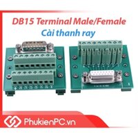 Đầu nối DB15 Male Famale Terminal vặn vít, cài thanh ray (rail) cho máy CNC công nghiệp. Chân cắm Cáp COM DB15 Đực, Cái