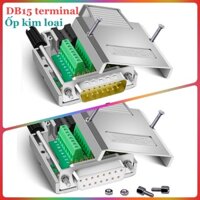 Đầu nối DB15 terminal vặn vít Male, Female vỏ ốp kim loại, không hàn. Tạo cáp COM DB15, DB15 sang DB9 DB25 DB37, máy CNC