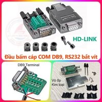 Đầu nối DB9 Đực Cái bắt vít vỏ ốp kim loại HD-LINK Tạo cáp COM DB9 RS232 RS422 RS485 Male Female cho máy máy công nghiệp