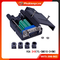 Đầu nối DSUB DB15 VGA 3+9 chân Đực, vặn vít không cần hàn. Dùng cho máy tính PC, Laptop, sound card âm thanh, máy chiếu