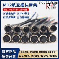 Đầu nối M12 Ổ cắm chống nước có cáp 2 / 3 / 4 / 5 / 6 / 8 / 12 Core Hàng không Nam Nữ Đầu Cáp kết nối cảm biến