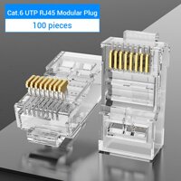 Đầu nối mạng Cat.6 Vention IDDR0-50 Đầu cắm mô-đun RJ45 Địa chỉ liên hệ mạ vàng Chất liệu PC Cat.6 UTP 50 miếng-Màu Trong suốt-Size 100 chiếc