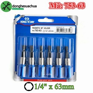 Đầu nối mũi vít Kingtony 753-63 loại 1/4 dài 63mm (Vỉ/6 cây)
