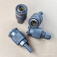 Đầu nối nhanh ống khí bằng thép carbon, loại C, tự khóa, cho máy nén khí, súng hơi nhỏ, đầu nối máy bơm khí, dụng cụ khí nén, đầu ống khí 9RTB