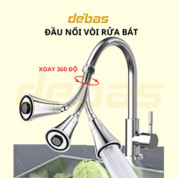 Đầu nối vòi rửa bát 2 chế độ nước đầu vòi rửa bát dây lò xo inox 304 cố định được xoay 360 độ tăng áp Debas