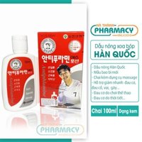 Dầu nóng xoa bóp hàn quốc Dầu lạnh hàn quốc chính hãng xoa bóp massage màu đỏ antiphlamine 100ml