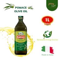 Dầu Oliu Pomace | Pomace Olive Oil Basso 1 Lit - Dầu ăn dinh dưỡng tốt cho sức khỏe nhập khẩu Ý lý tưởng cho nấu ăn & chiên ngập dầu